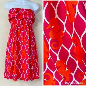 Escapada Strapless Seahorse Print Dress Size L